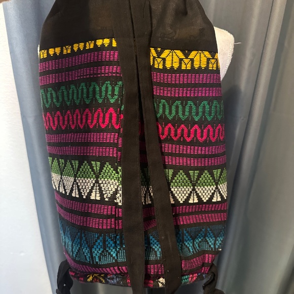 Embroidered drawstring backpack sack bag from Mexico - Picture 3 of 7